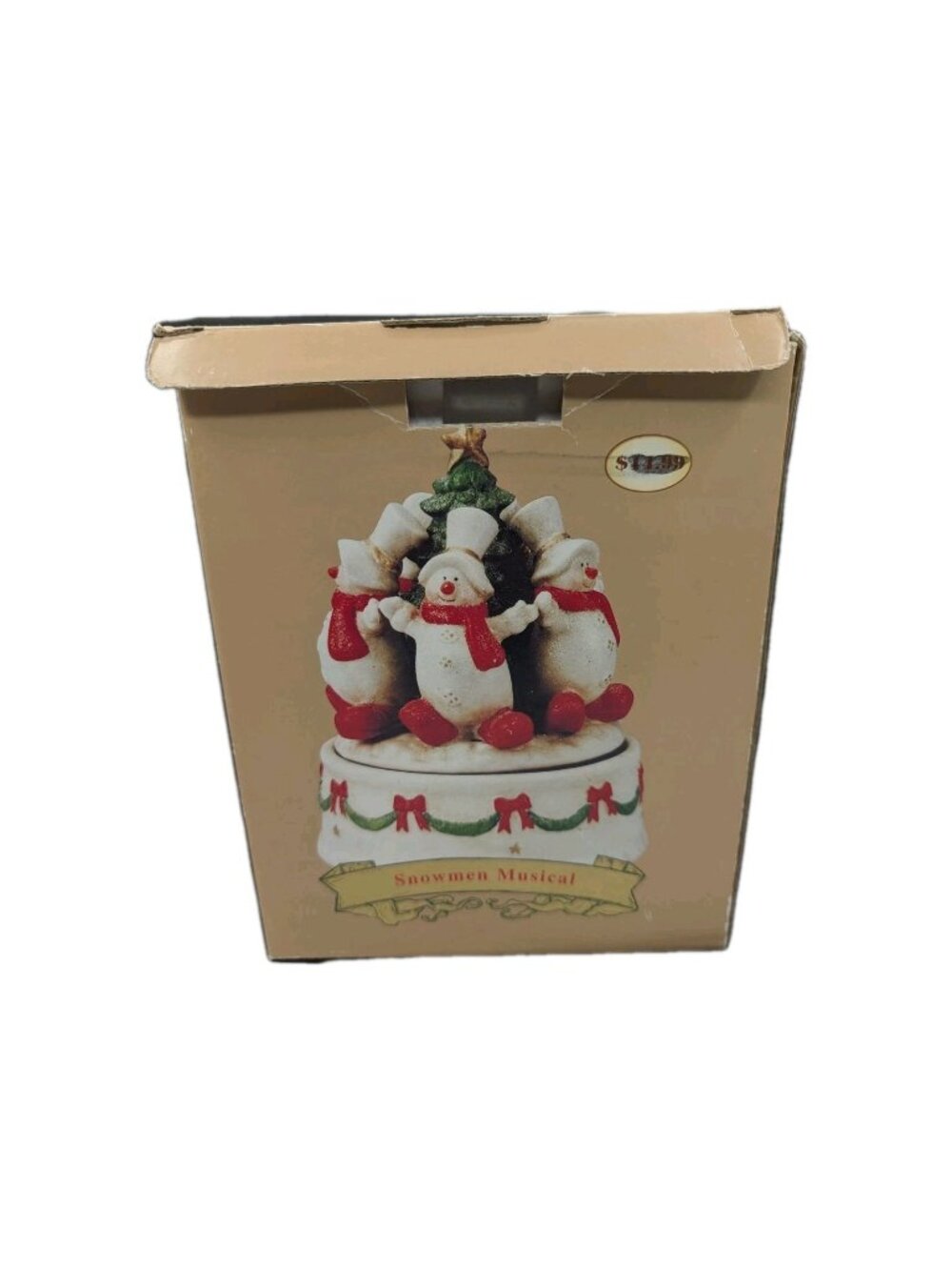 Vintage Christmas Traditions Snowmen & Tree Ceramic Musical Box Read